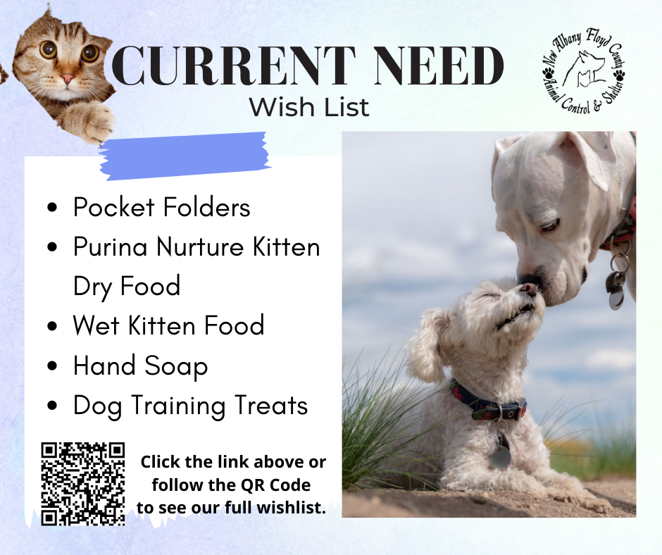 Current Wishlist Items Needed - New Albany/Floyd County Animal Shelter